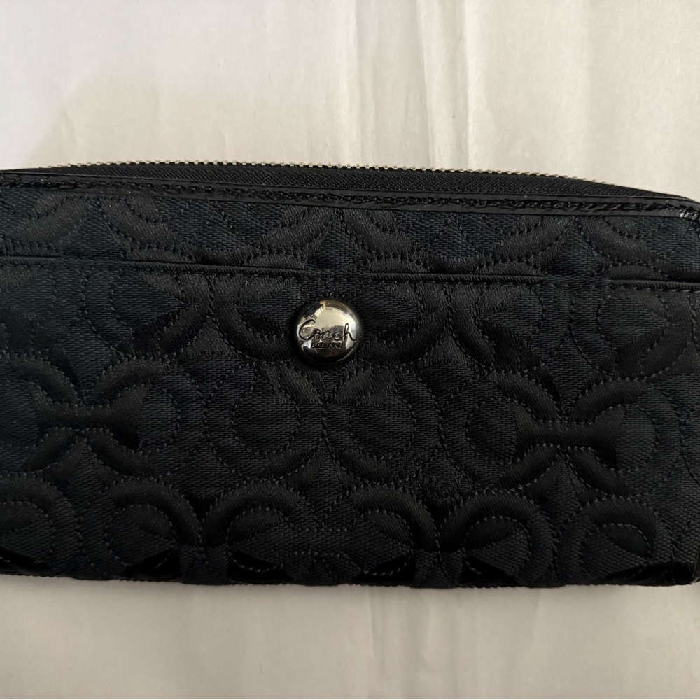Coach Black Quilted Wallet with Textured Design